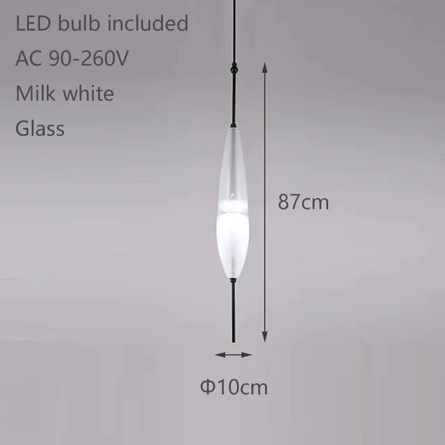 Nordic Modern Teardrop - Shaped Blue Glass Pendant Light Led Art Deco Simple White Hanging Lamp For