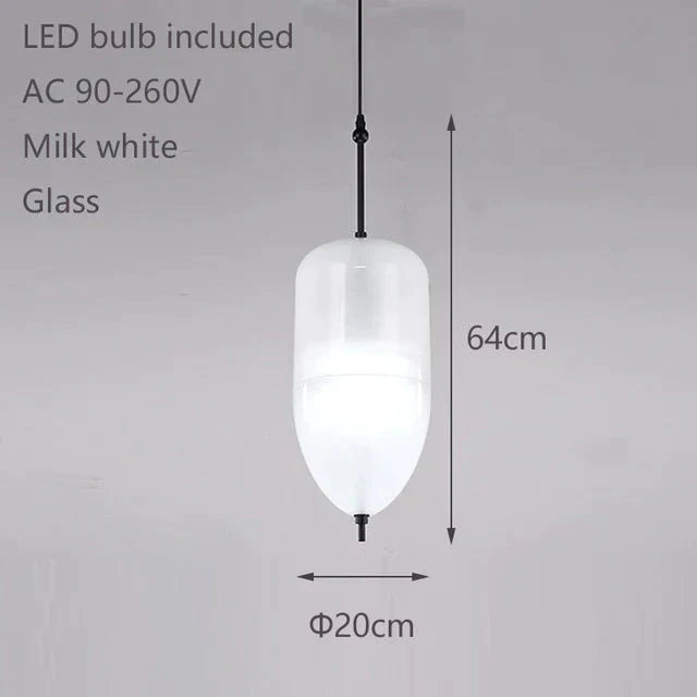 Nordic Modern Teardrop - Shaped Blue Glass Pendant Light Led Art Deco Simple White Hanging Lamp For