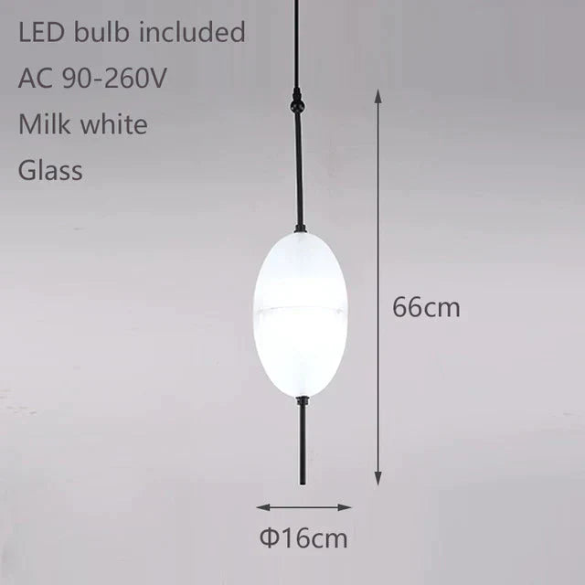 Nordic Modern Teardrop - Shaped Blue Glass Pendant Light Led Art Deco Simple White Hanging Lamp For