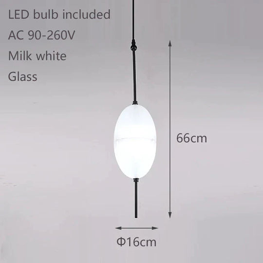 Nordic Modern Teardrop - Shaped Blue Glass Pendant Light Led Art Deco Simple White Hanging Lamp For
