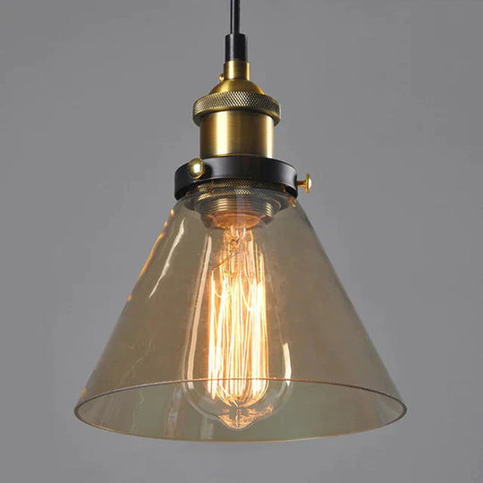 Vintage Glass Pendant Lights Loft Hang Lamp Smoky Grey Hanging Light Amber - B
