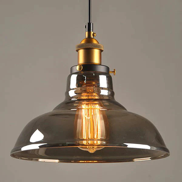 Vintage Glass Pendant Lights Loft Hang Lamp Smoky Grey Hanging Light Grey - C