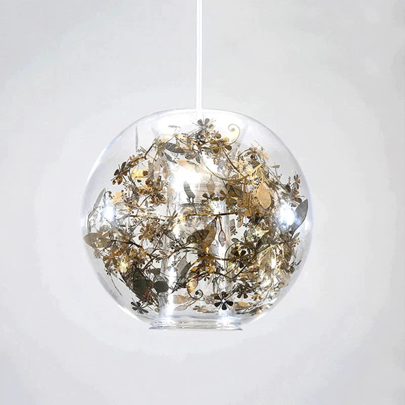 Nordic Glass Ball Flower Pendant Light Led E27 With 4 Colors Loft Modern Hanging Lamp For Living
