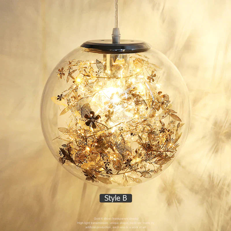 Nordic Glass Ball Flower Pendant Light Led E27 With 4 Colors Loft Modern Hanging Lamp For Living