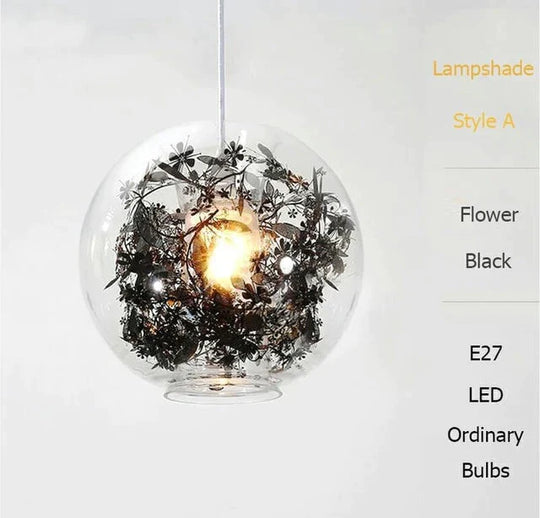 Nordic Glass Ball Flower Pendant Light Led E27 With 4 Colors Loft Modern Hanging Lamp For Living