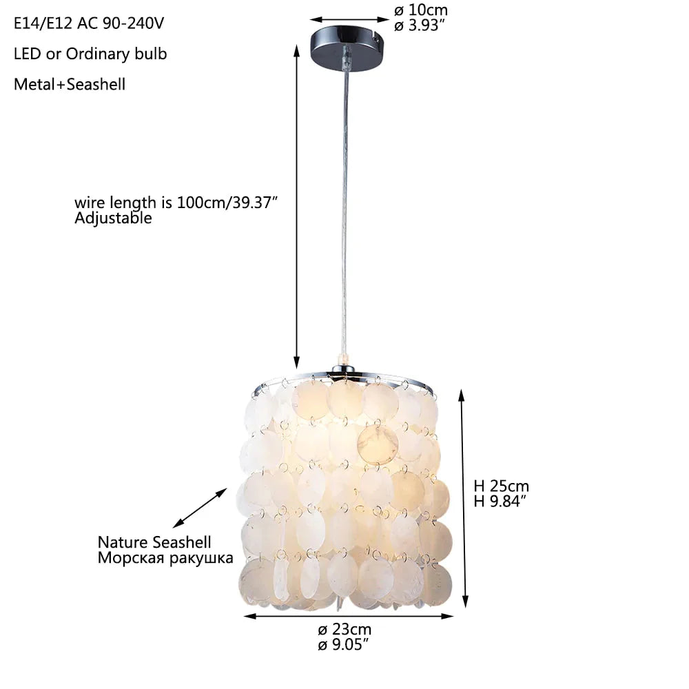 Diy Modern White Natural Seashell Pendant Lamps E14 Led Shell Lighting For Dining Room Living