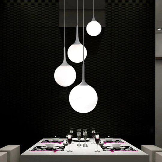 Black/White - Loft Simple Milk White Glass Ball Pendant Light Led E27 Modern Hanging Lamp With 6