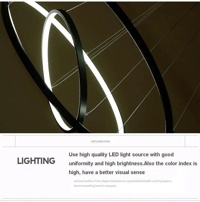 Modern Circle Rings Acrylic Aluminum Pendant Lights For Living Room Dining
