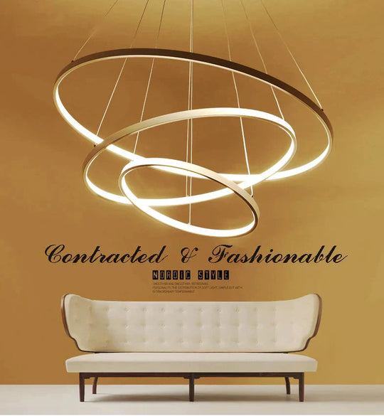 Modern Circle Rings Acrylic Aluminum Pendant Lights For Living Room Dining