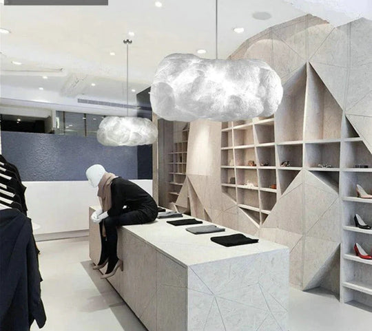 Creative White Cloud Pendant Lamp Silk Cotton E27 Led Stairwell Lights For Coffee Shop Children Kids