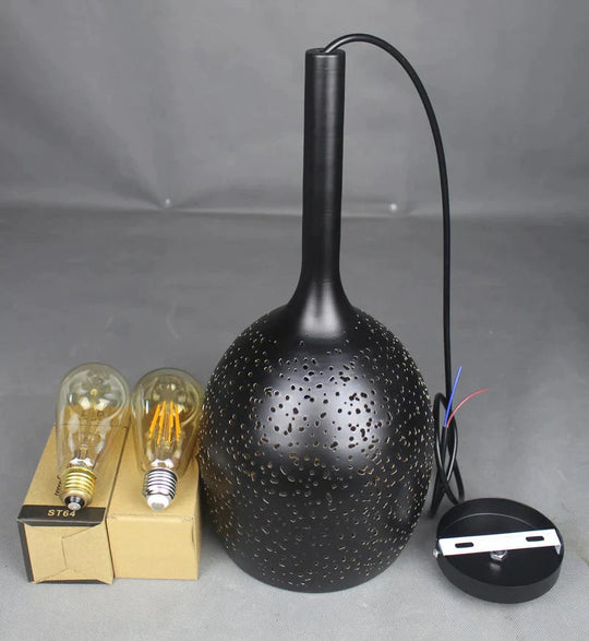 Vintage Pendant Light Iron Loft Nordic Porous Etching Lampshade