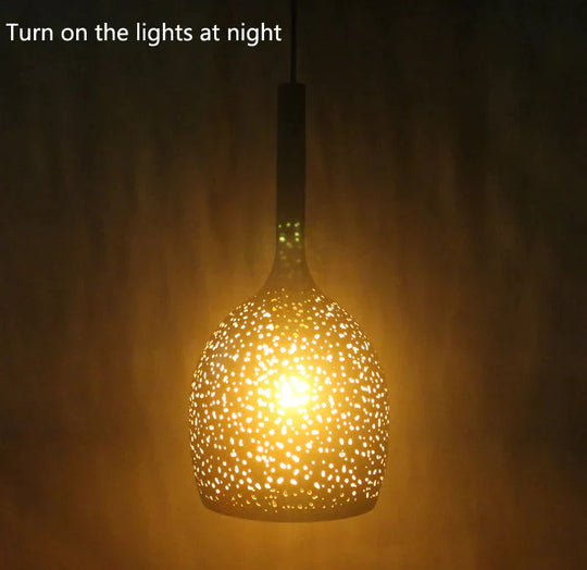 Vintage Pendant Light Iron Loft Nordic Porous Etching Lampshade