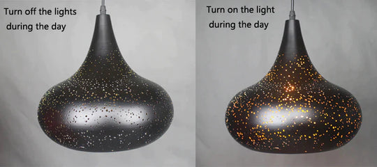 Vintage Pendant Light Iron Loft Nordic Porous Etching Lampshade