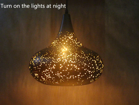 Vintage Pendant Light Iron Loft Nordic Porous Etching Lampshade