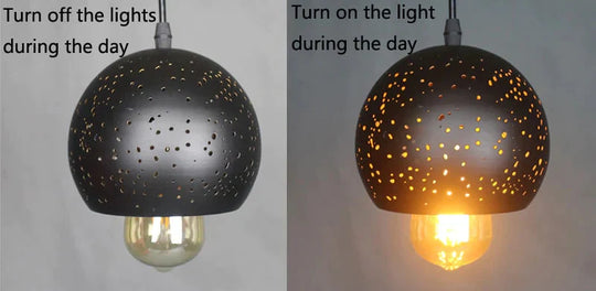 Vintage Pendant Light Iron Loft Nordic Porous Etching Lampshade