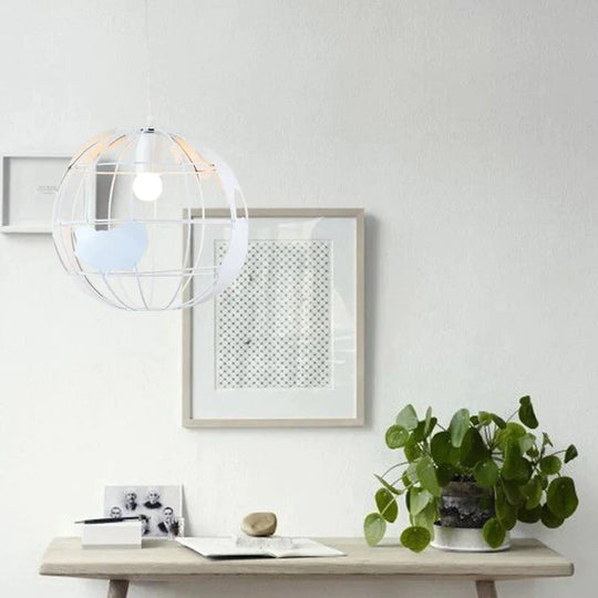 Pendant Light Black/White Creative E27 Bulbs Earth Iron Lamp Edison Bulb For Kitchen Dining Room
