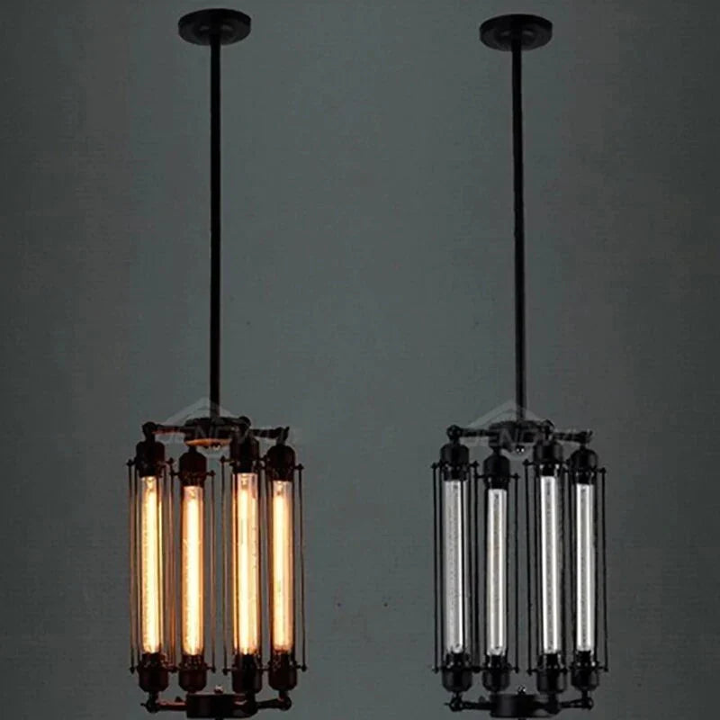Retro Vintage 4 Heads Steam Pipe Ceiling Pendant Lamp E27 Lights Loft Restaurant Master Bedroom