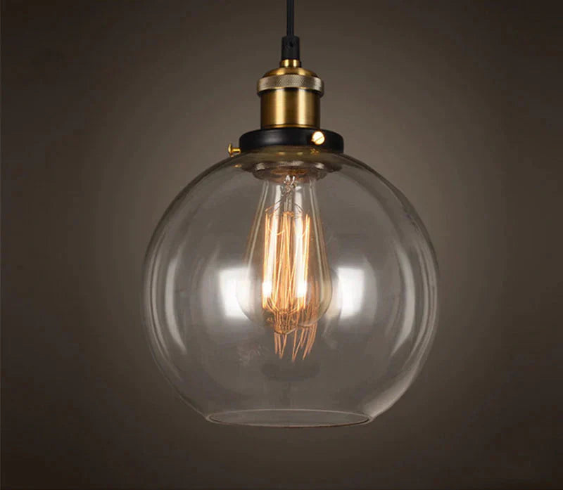 Vintage Pendant Lights Amber Glass E27 Edison Bulb Lamp