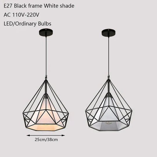 Modern Iron Painted Industrial Chandeliers E27 Diamond Chandelier Led Lighting For Living Room