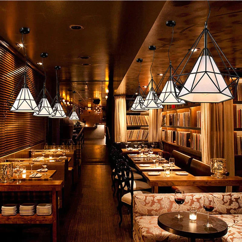 Modern Iron Painted Industrial Chandeliers E27 Diamond Chandelier Led Lighting For Living Room