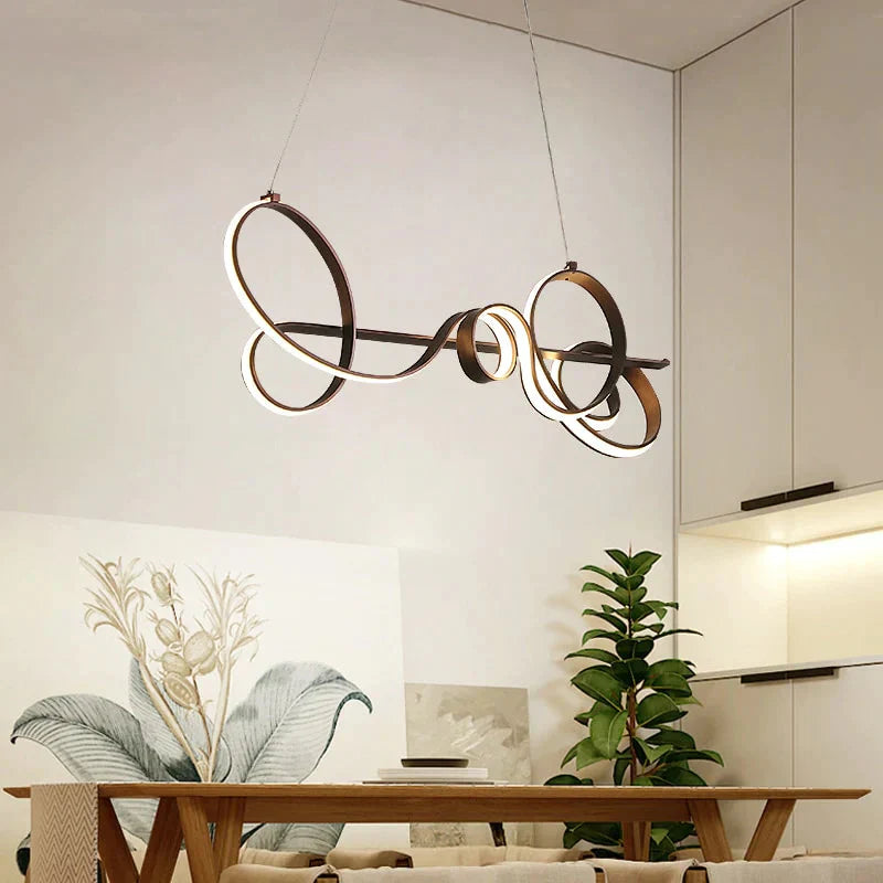 Coffee Finish Length 790Mm Modern Led Pendant Lights For Dining Kitchen Room Bar Home Deco Lamp