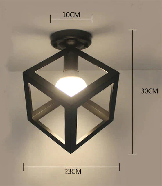 Vintage Ceiling Lights Lustre Luminaria Led Lamp Loft Iron Cage Fixtures Lighting 2