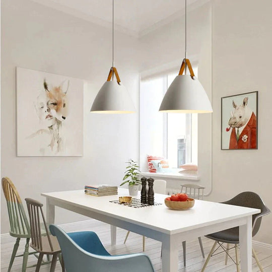 Nordic Simple Black White Pendant Light E27 Led Modern Hanging Lamp For Bedroom Living Room Hotel