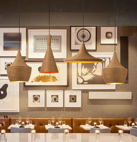 Nordic Modern Pendant Lights Kitchen Lamp Vintage Loft Ceiling Island Hanglamp Dining Room Rope