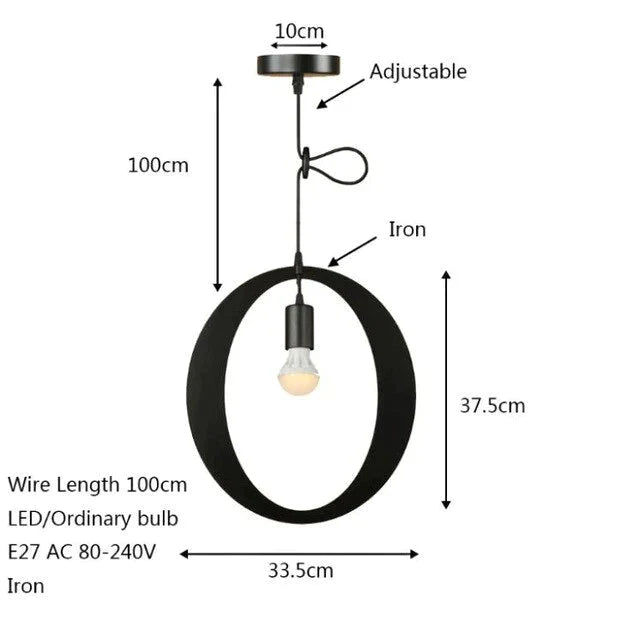 Novelty Loft Iron Letters’ Combination N - Z Pendant Light Led E27 Modern Europe Hanging Lamp For