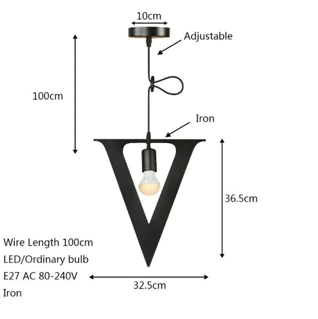 Novelty Loft Iron Letters’ Combination N - Z Pendant Light Led E27 Modern Europe Hanging Lamp For