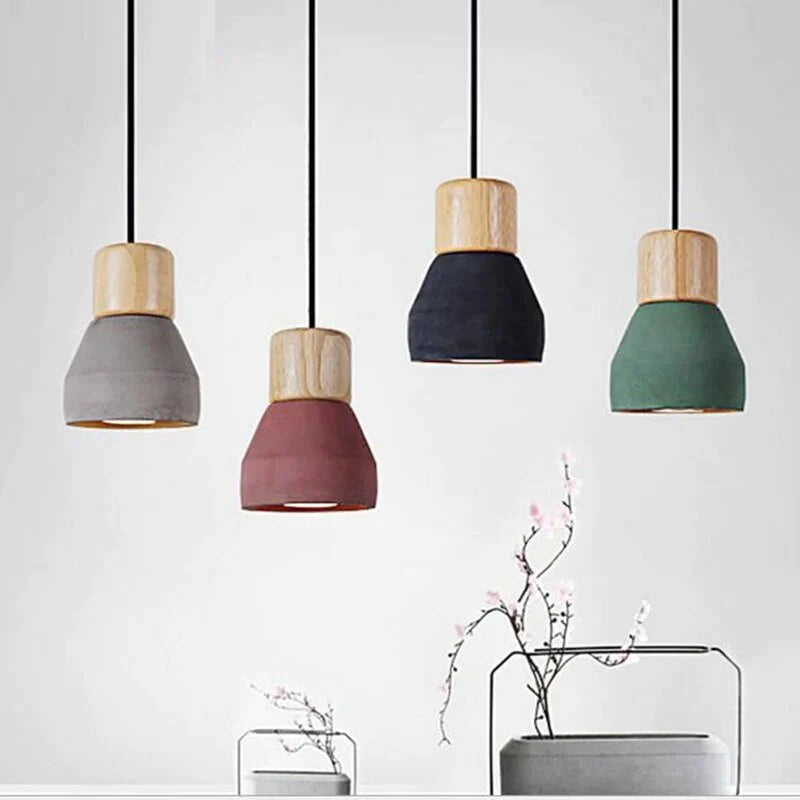 Pendant Lights Modern Fashion Ceiling Lamp Home Lighting Fixture Wood Cement Hanglamp For Kitchen