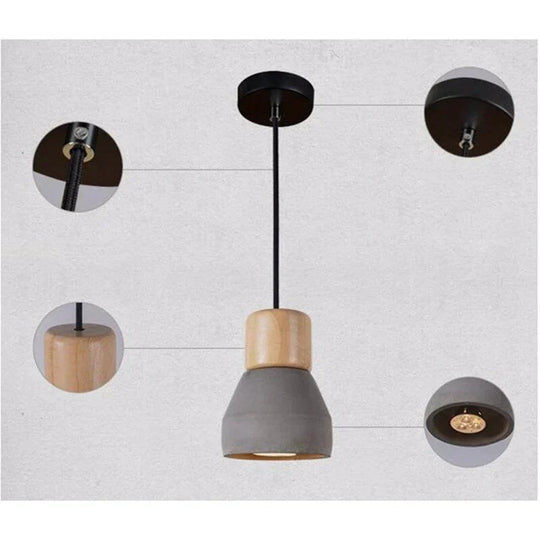 Pendant Lights Modern Fashion Ceiling Lamp Home Lighting Fixture Wood Cement Hanglamp For Kitchen