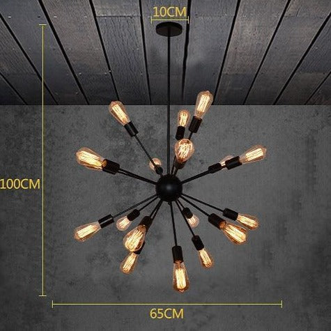 E27 Edison Bulbs Vintage Industrial Pendant Light 12/16/18/20 Head Sputnik Lamp