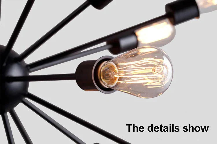 E27 Edison Bulbs Vintage Industrial Pendant Light 12/16/18/20 Head Sputnik Lamp