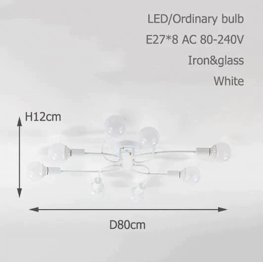 Modern Novelty 8 Lights Iron Glass Ceiling Lamp Led E27 Europe Simple Light With 2 Colors For