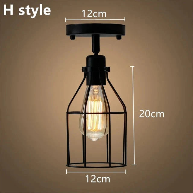 Modern Led Ceiling Lights Adjustable Angle Iron Cage Loft Bulb Lamps E27 Industrial Indoor Lighting