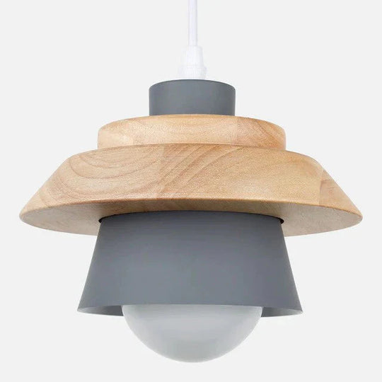 Pendant Light Led Fixture Hanging Kitchen Lamp Dining Room E27 Dinning Lights Wood Modern Gray No