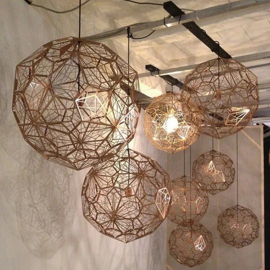 E27 Replica Of Web Etch Modern Pendant Light Shadow Lamp For Living Room Dining