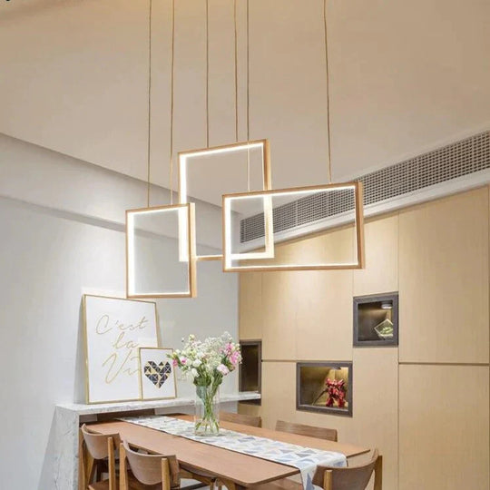 Coffee&White Frame Led Pendant Lights Living Room Dining Kitchen Luminaires Home Modern Indoor Lamp