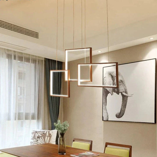 Coffee&White Frame Led Pendant Lights Living Room Dining Kitchen Luminaires Home Modern Indoor Lamp