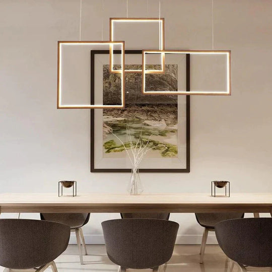 Coffee&White Frame Led Pendant Lights Living Room Dining Kitchen Luminaires Home Modern Indoor Lamp