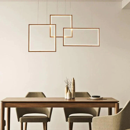Coffee&White Frame Led Pendant Lights Living Room Dining Kitchen Luminaires Home Modern Indoor Lamp