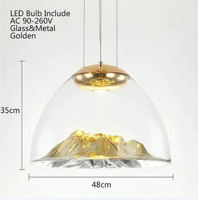 Art Deco Novelty Glass Mountain Pendant Light Led Modern Loft Home Hanging Lamp For Bedroom Lobby