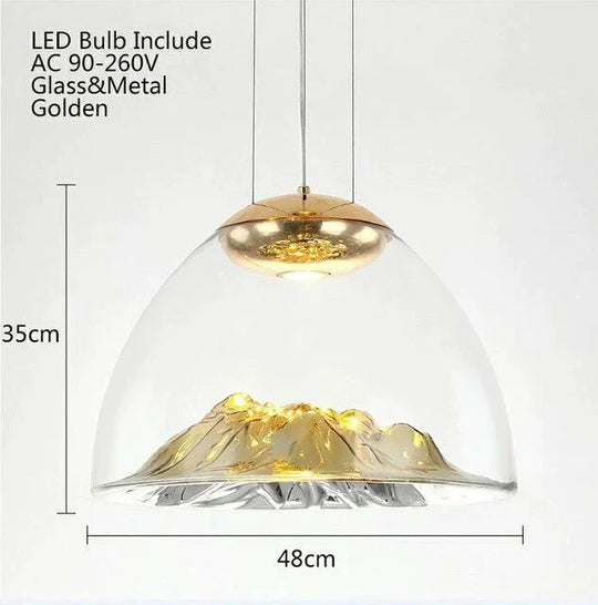 Art Deco Novelty Glass Mountain Pendant Light Led Modern Loft Home Hanging Lamp For Bedroom Lobby