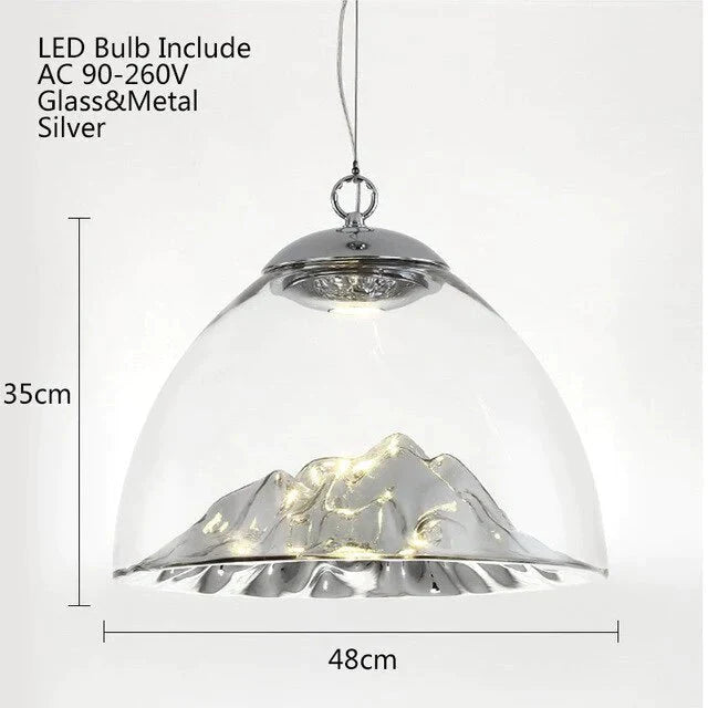 Art Deco Novelty Glass Mountain Pendant Light Led Modern Loft Home Hanging Lamp For Bedroom Lobby
