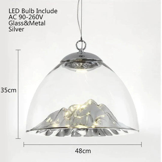 Art Deco Novelty Glass Mountain Pendant Light Led Modern Loft Home Hanging Lamp For Bedroom Lobby