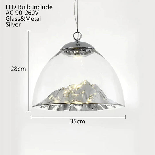 Art Deco Novelty Glass Mountain Pendant Light Led Modern Loft Home Hanging Lamp For Bedroom Lobby