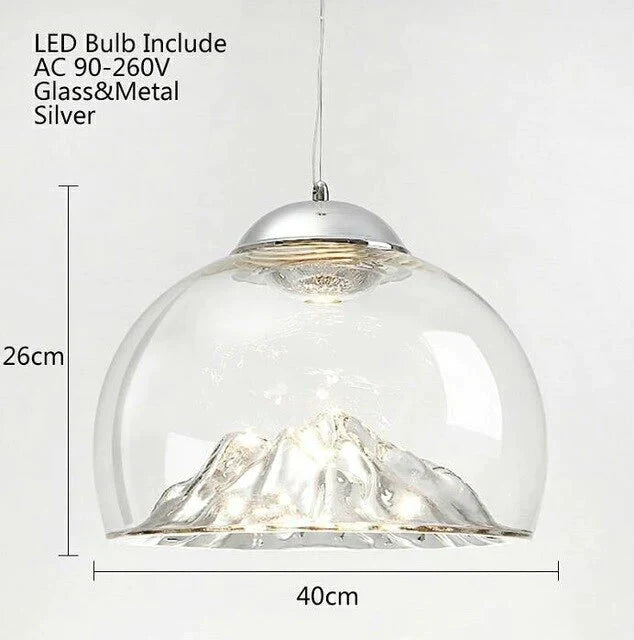 Art Deco Novelty Glass Mountain Pendant Light Led Modern Loft Home Hanging Lamp For Bedroom Lobby