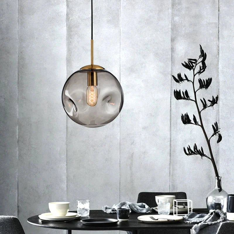 Modern Loft Glass Ball Pendant Light Led E27 Nordic Hanging Lamp With 2 Colors For Living Room
