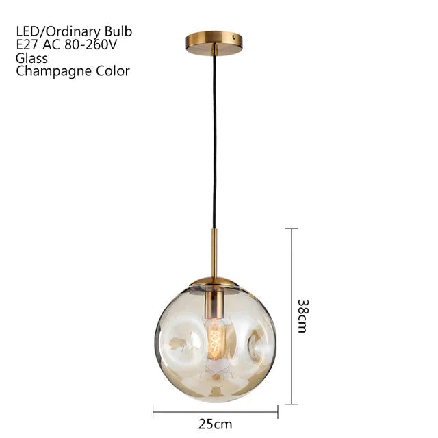 Modern Loft Glass Ball Pendant Light Led E27 Nordic Hanging Lamp With 2 Colors For Living Room